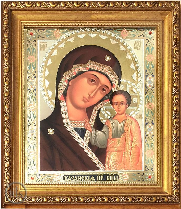 Product Image - Virgin of Kazan, Framed Orthodox  Icon with Crystals and Glass