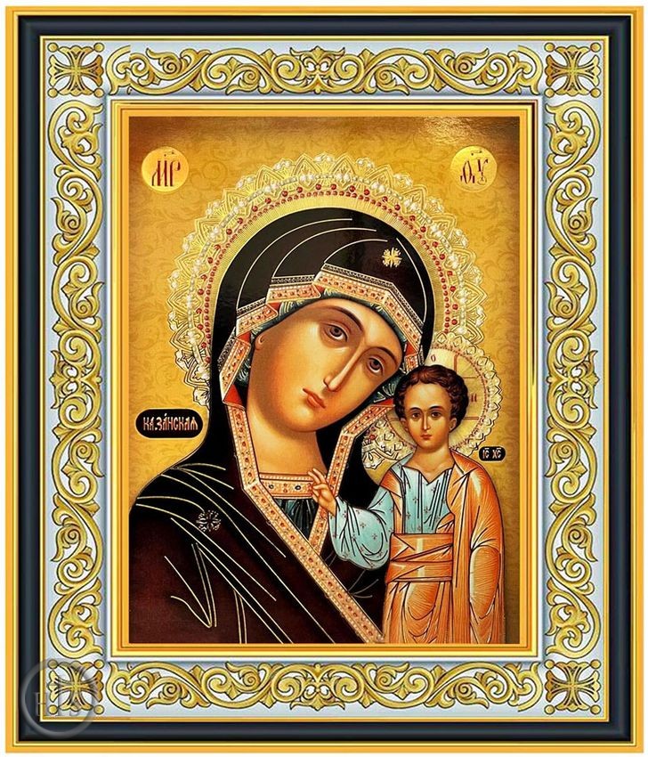 HolyTrinityStore Photo - Virgin of Kazan, Framed Orthodox Icon with Stand