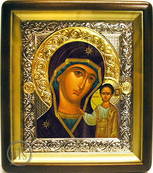HolyTrinityStore Image - Virgin of Kazan, Orthodox  Wood  Framed Icon With the Glass 