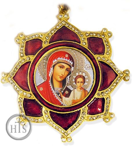 Product Image - Virgin of Kazan, Faberge Inspired Framed Icon Ornament Star Shape