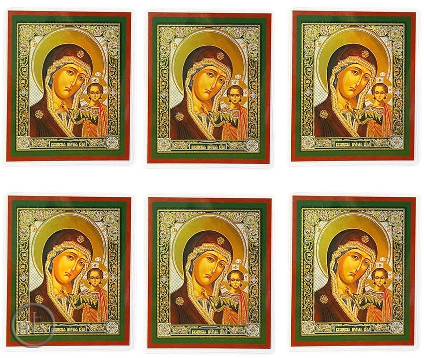 HolyTrinityStore Photo - Virgin of Kazan, Set of 6 Gold Foiled Laminated Cards