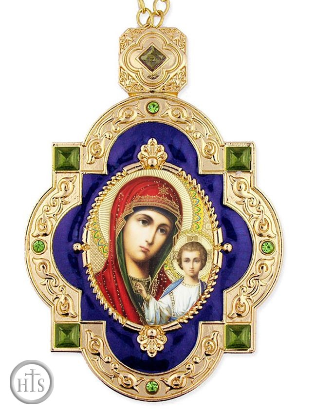 Product Image - Virgin of Kazan,  Jeweled  Icon Pendant with Chain