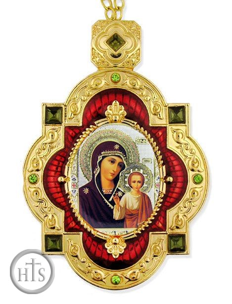 Picture - Virgin of Kazan,  Jeweled  Icon Pendant with Chain