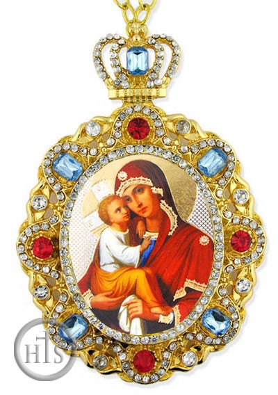 Image - Madonna & Child, Jeweled  Icon Pendant with Chain