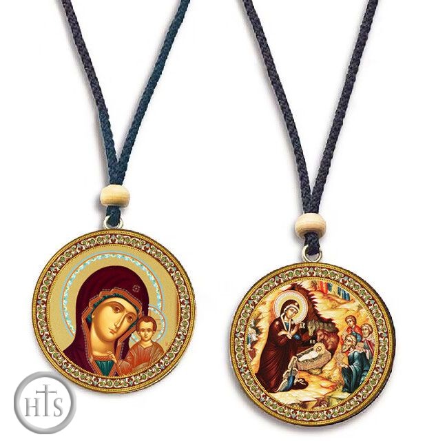 Photo - Virgin of Kazan / The Nativity, Reversible Icons on Rope
