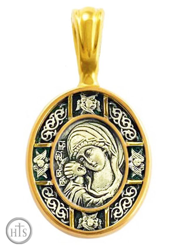 Image - Virgin of Kazan / 6 Wings Seraphim, Gold Plated Pendant