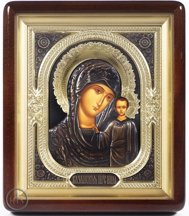 Product Picture - Virgin of Kazan, Serigraph Framed Riza Icon with Glass