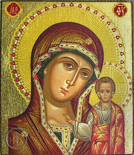 Product Picture - Virgin of Kazan Serigraph Mini Icon, Bronze Leaf 