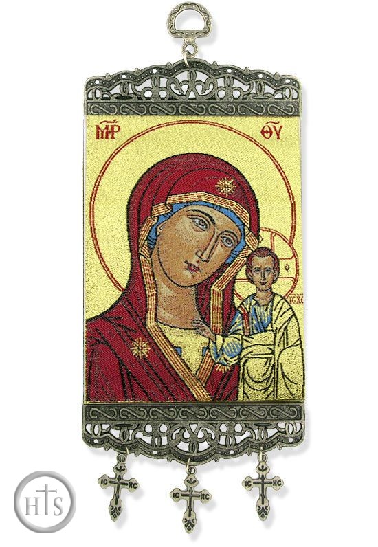 Picture - Virgin of Kazan, Textile Art  Tapestry Icon Banner, `10