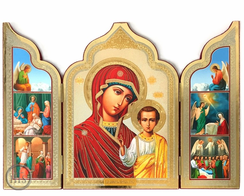 HolyTrinity Pic - Virgin of Kazan / Archangels / Nativity,  Triptych Orthodox Icon
