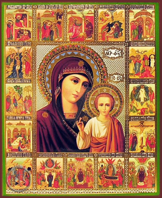 Product Photo - Virgin of Kazan with Feasts (Vita), Orthodox Christian Icon 