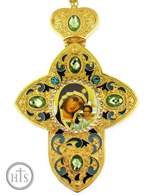 Image - Virgin of Kazan, Faberge Style Framed Cross With Icon
