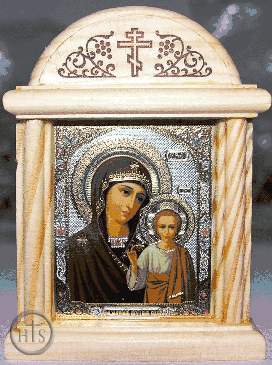 Pic - Virgin of Kazan Wood Shrine, Oklad Orthodox Christian  Icon