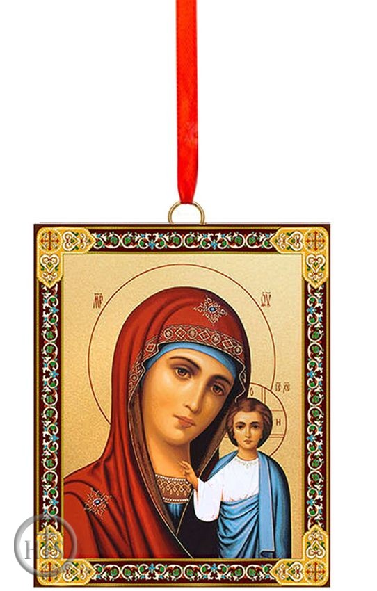 HolyTrinity Pic - Virgin of Kazan, 2 Sided Wooden Icon Ornament