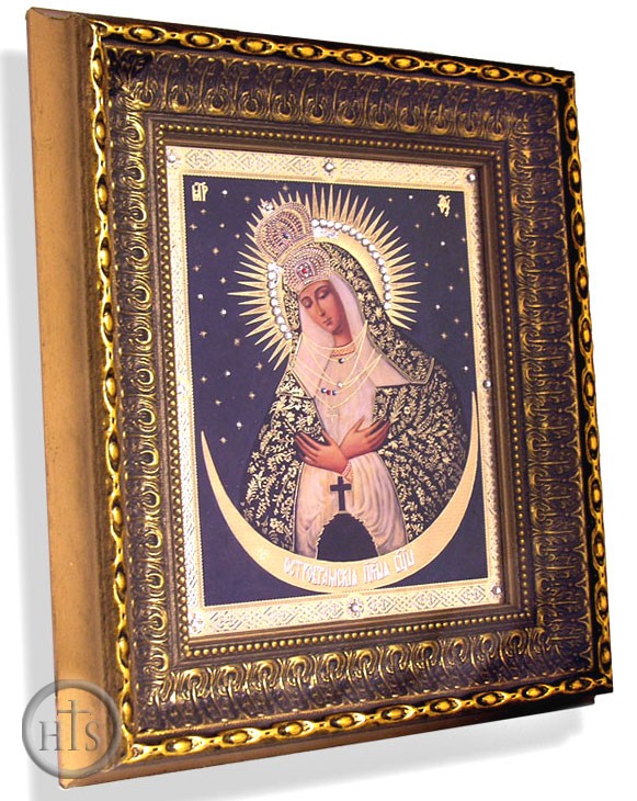 Product Photo - Virgin of Ostrobramska, Framed Orthodox Christian Icon w/Crystals and Glass 