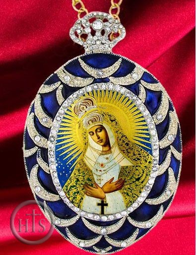 HolyTrinity Pic - Virgin Mary Ostrobramska, Egg Shaped Framed Ornament Icon 