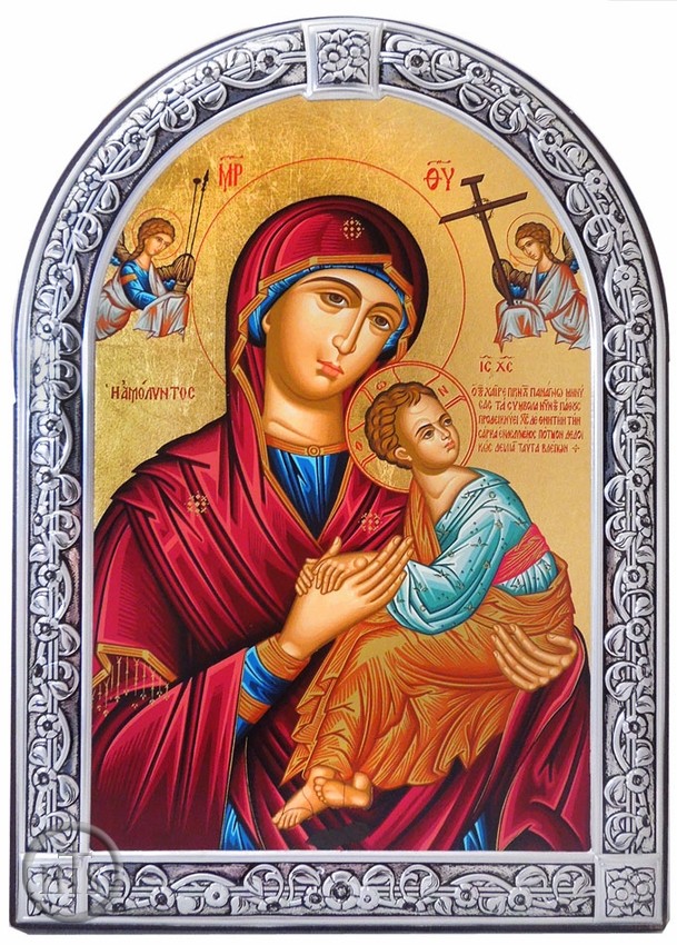 Product Pic - Virgin of Passion, Serigraph Orthodox Framed Icon with Stand