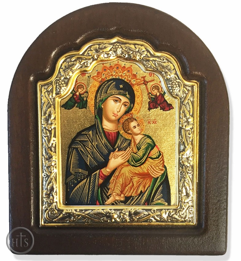 Image - Virgin Mary Perpetual Help,   Serigraph Icon in Wood / Silver 925 Frame 