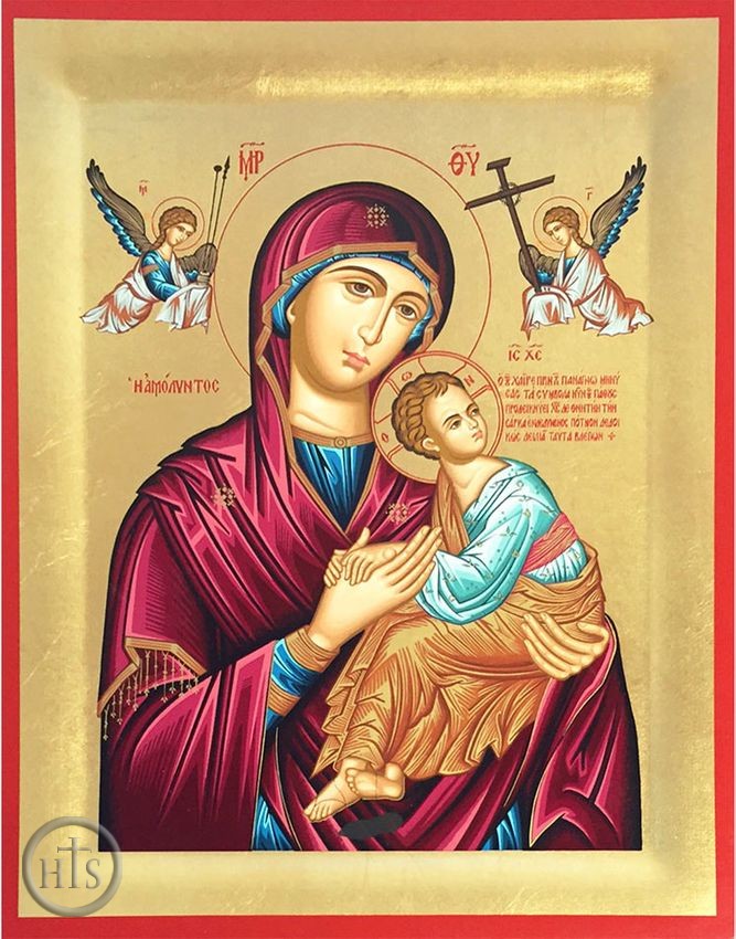 HolyTrinityStore Picture - Virgin of Passion, Serigraph Orthodox  Icon with Stand
