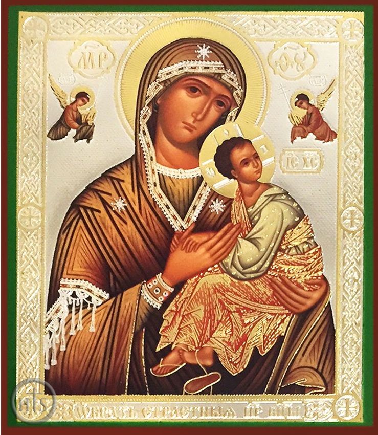 HolyTrinity Pic - Virgin Mary of Passion, Lady of Perpetual Help,  Silver / Gold Foil Icon 