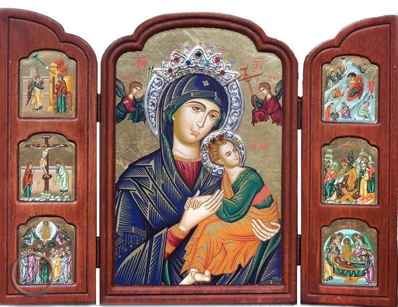 HolyTrinity Pic - Virgin of Passion - Lady of Perpetual Help, Serigraph Orthodox Triptych 
