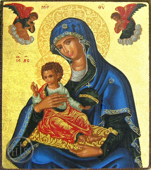 Product Pic - Virgin of Passion - Lady of Perpetual Help, Serigraph Mini Icon, Bronze Leaf