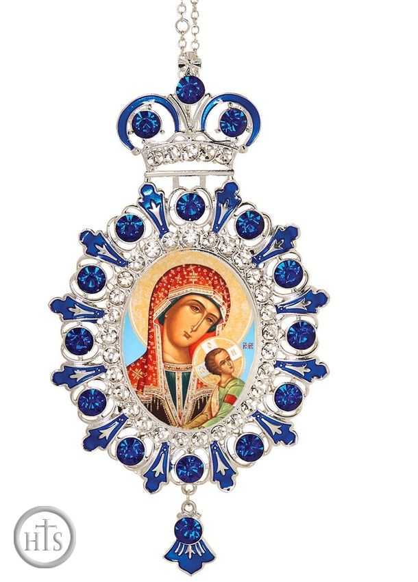 HolyTrinityStore Image - Virgin Mary of Passions, Jeweled  Icon Ornament with Chain