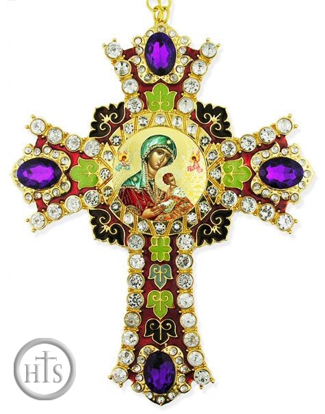 Picture - Virgin of Passions - Lady of Perpetual Help  Icon in  Jeweled Wall Cross