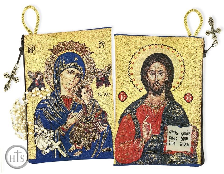 Product Photo - Virgin of Perpetual Help & Christ The Teacher Rosary Icon Pouch