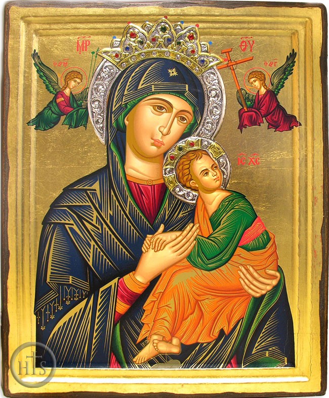 Product Picture - Virgin of Passion - Lady of Perpetual Help, Serigraph Icon with Silver & Stones