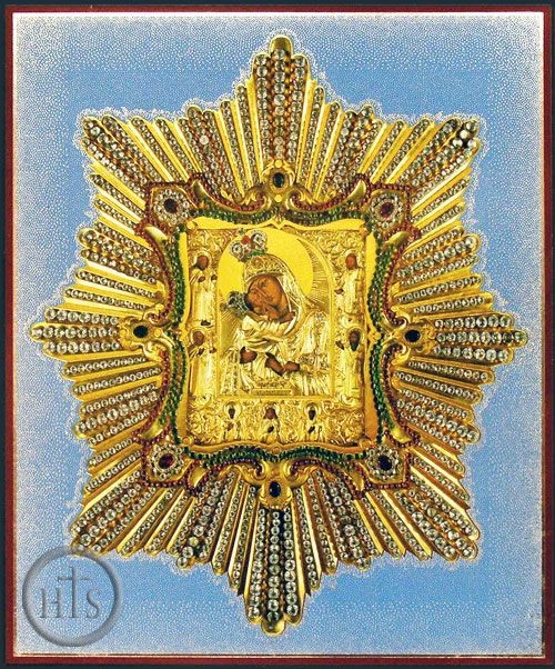 Picture - Virgin Mary of Pochaev (Pochaevskaya), Gold / Silver Foil Orthodox Icon 