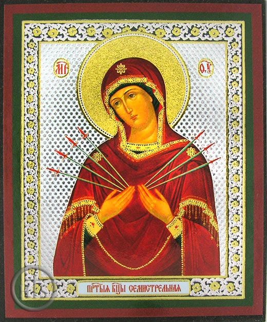 HolyTrinityStore Picture - Virgin Mary of Sorrows - Seven Arrows, Orthodox Mini Icon