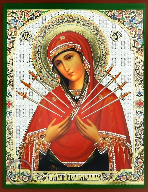 Product Picture - Virgin Mary  of Sorrows - Seven Swords, Orthodox Christian Icon,  Small