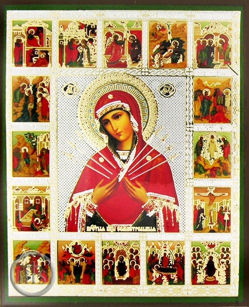 Product Picture - Virgin Mary  of Sorrows - Seven Swords, Orthodox Vita (Life) Icon, Small