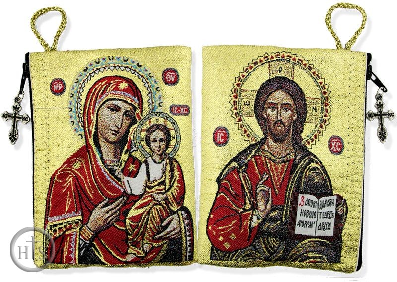 Photo - Virgin of Smolensk & Christ The Teacher Rosary Icon Pouch