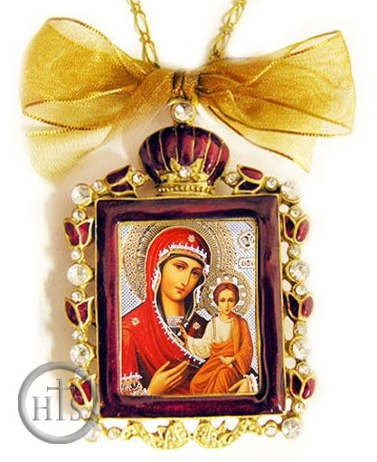 Image - Virgin Mary of Smolensk, Faberge Style Framed Icon Ornament