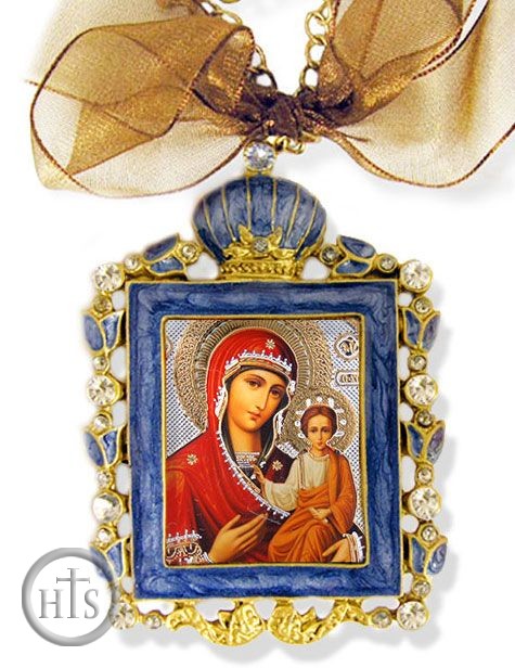 HolyTrinityStore Photo - Virgin Mary of Smolensk, Faberge   Inspired  Framed Icon Ornament