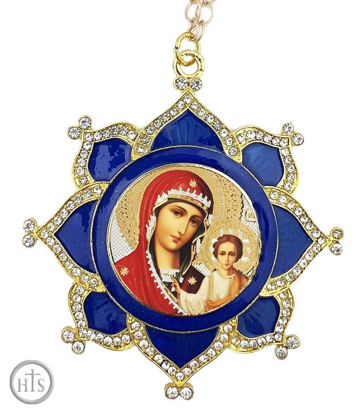 Product Picture - Virgin Mary of Smolensk, Faberge  Inspired Framed Icon Ornament