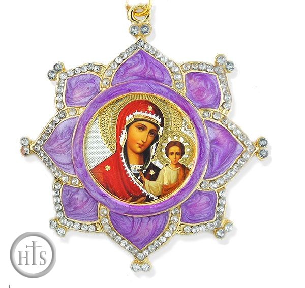 HolyTrinityStore Image - Virgin Mary of Smolensk, Faberge Inspired Framed Icon Ornament