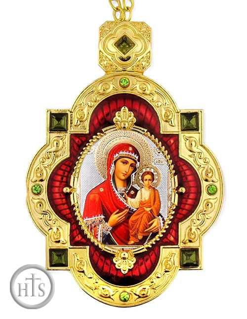 HolyTrinity Pic - Virgin Mary of Smolensk, Jeweled  Icon Pendant with Chain