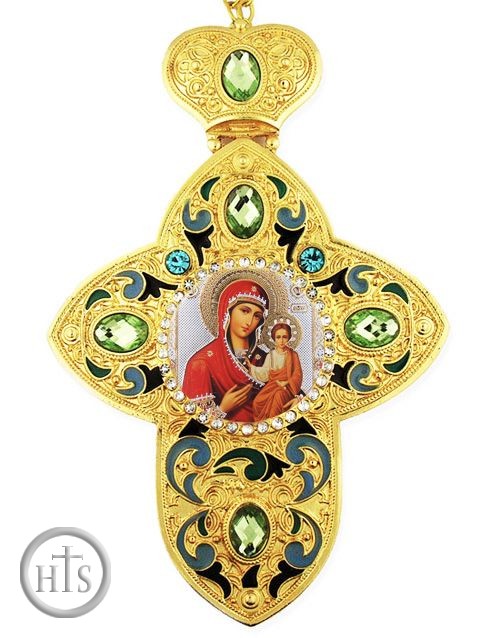 Product Photo - Virgin Mary of Smolensk, Faberge Style Framed Cross With Icon