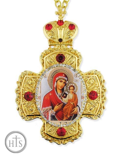 Product Picture - Virgin Mary of Smolensk,  Faberge Style Framed Cross With Icon