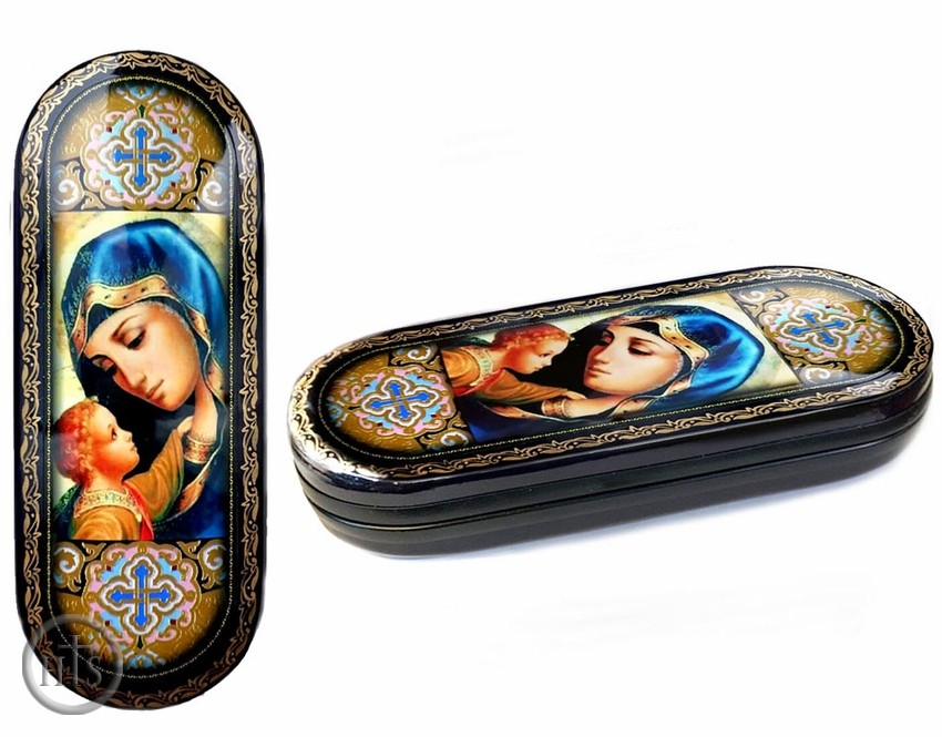 Photo - Virgin of Sorrows, Lacquered Hard Eyeglass Icon Case Box  