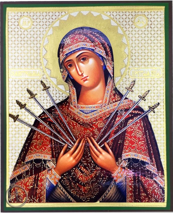 Product Picture - Virgin Mary of Sorrows, Orthodox Christian Gold Foil  Icon 