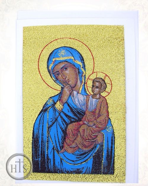 Pic - Virgin of Tenderness - Vladimir, Tapestry Icon Greeting Card with Envelope
