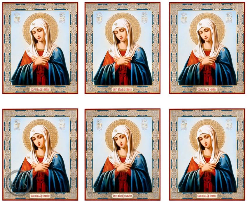 HolyTrinityStore Picture - Virgin Mary of Tenderness, Set of 6 Gold Foiled Laminated Cards
