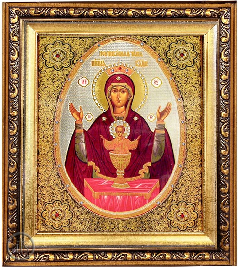 Product Photo - Virgin of the Inexhaustible Cup, Orthodox Framed  Icon with Crystals and Glass