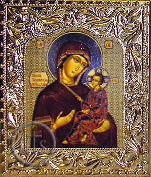 Product Photo - Virgin Mary of Tikhvin (Tikhvinskaya), Orthodox Christian Riza Framed Mini Icon