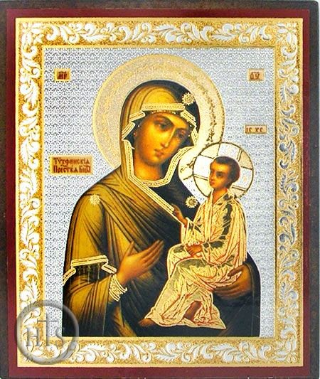 Picture - Virgin Mary Tikhvinskaya, Gold & Silver Foil Mini  Icon