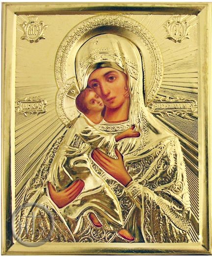 Picture - Virgin of Vladimir, Orthodox Christian Icon in Metal Oklad